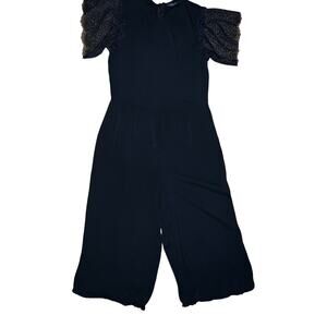 Womans ZARA black wide cropped leg one piece sz medium